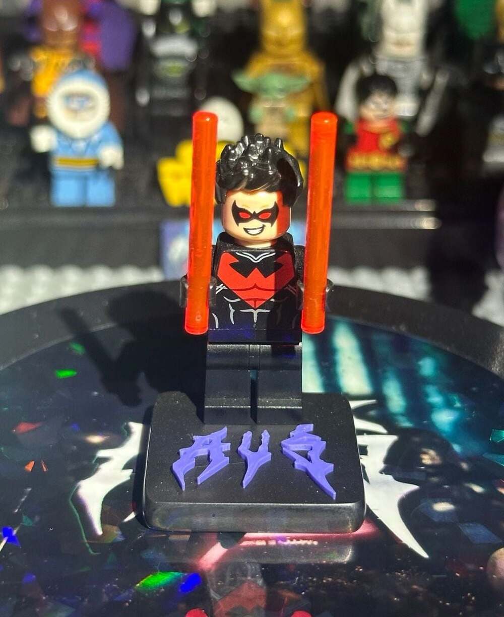 LEGO Nightwing Red Eye Holes Minifigure with Light Up Rods
